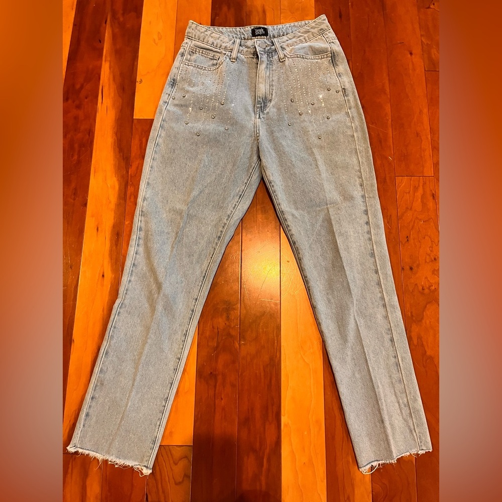 Simple Society Jeans Teen Size 3/26  Studded Faux Diamond Bling Design Cute EUC